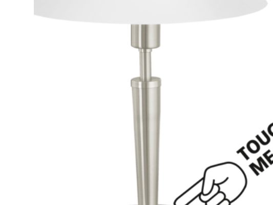 EGLO SOLO 1 bordlampe i børstet stål med satineret hvid glasskærm