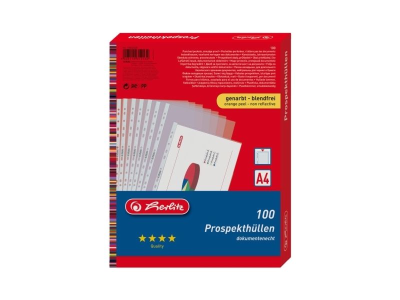 Herlitz 10840320, 210 X 297 Mm (A4), Transparent, Polypropylen (Pp), Porträt, 100 Stück(E)