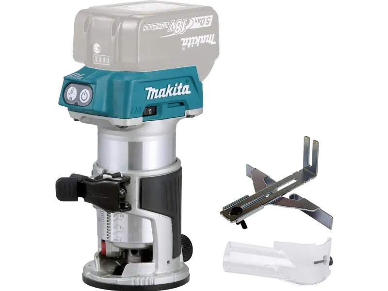 Makita DRT50 - Trim router - sladdlös - spännhylsa 8 mm - inget batteri - 18 V - SOLO | Elverktyg - Prof. Elverktyg 230V - Handöverfräs | GameStuff