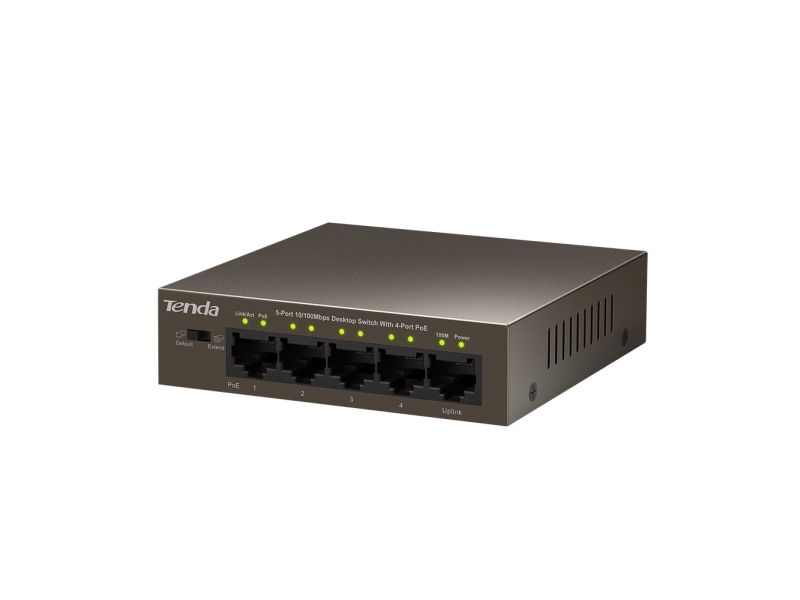 Tenda Tef1105-4-63W, Unmanaged, Fast Ethernet (10/100), Power Over Ethernet (Poe), Rack-Einbau, Desktop-/Wandmontage, Wandmontage