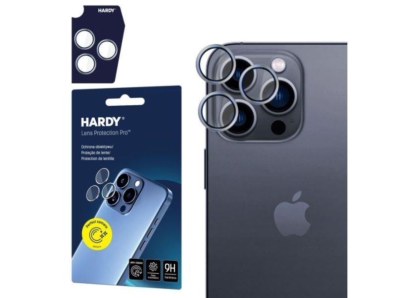 3Mk Hardy Lens Protection Pro, Apple, Iphone 16 Pro Max, Iphone 16 Pro, Scratch Resistant, Shatterproof, Silver, Titanium, Transparent, 1 Pc(S)