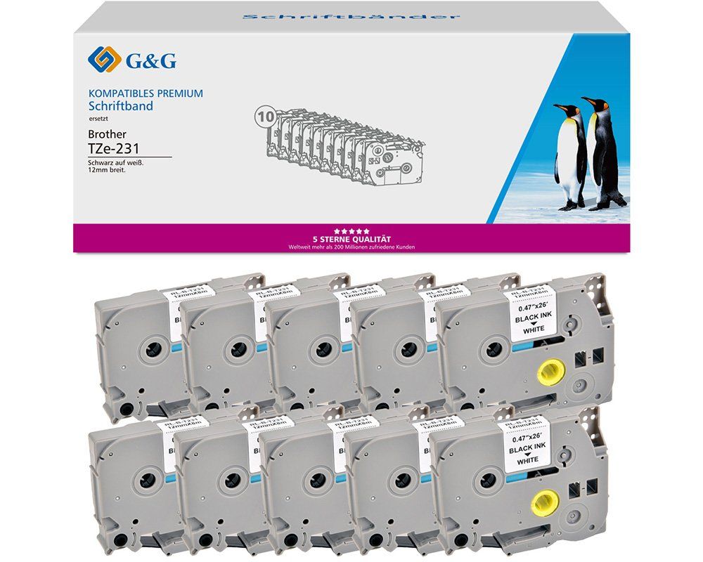 G&G 20100, Schwarz Auf Weiss, Etikettenrolle, Tze, Grau, Brother, Brother Ptouch 1010 Brother Ptouch 1280 Brother Ptouch 1750 Brother Ptouch 18R Brot