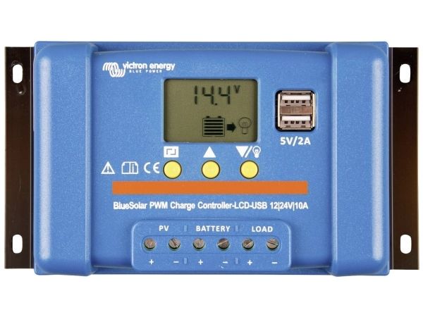 Victron Energy BlueSolar PWM solcelleregulator med LCD og USB 12/24 V 10 A