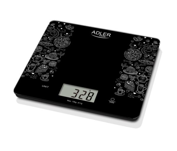 Adler Ad 3171, Elektronische Küchenwaage, 10 Kg, 1 G, Schwarz, Glas, Rechteck