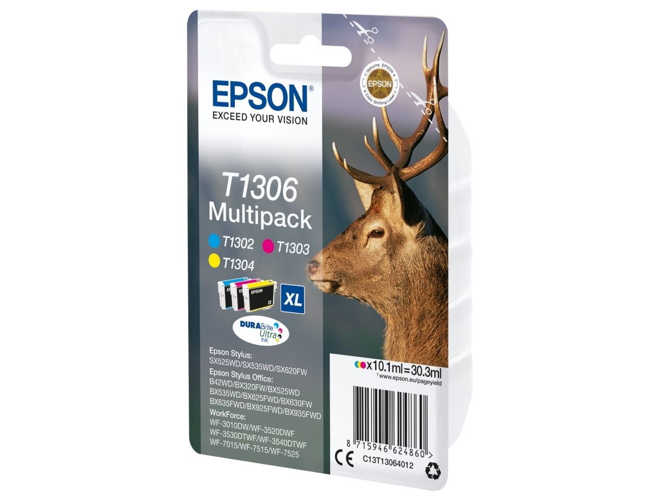 Epson Stag T1306, Højt (Xl) Udbytte, Pigmentbaseret Blæk, 10,1 Ml, 1 Stk, Multipakke