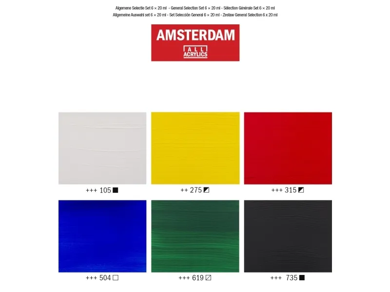 Amsterdam Standard Series acrylic paint general selection set 6 x | Skola & Hobby - Konstmaterial - Akryl & Akvareller | GameStuff