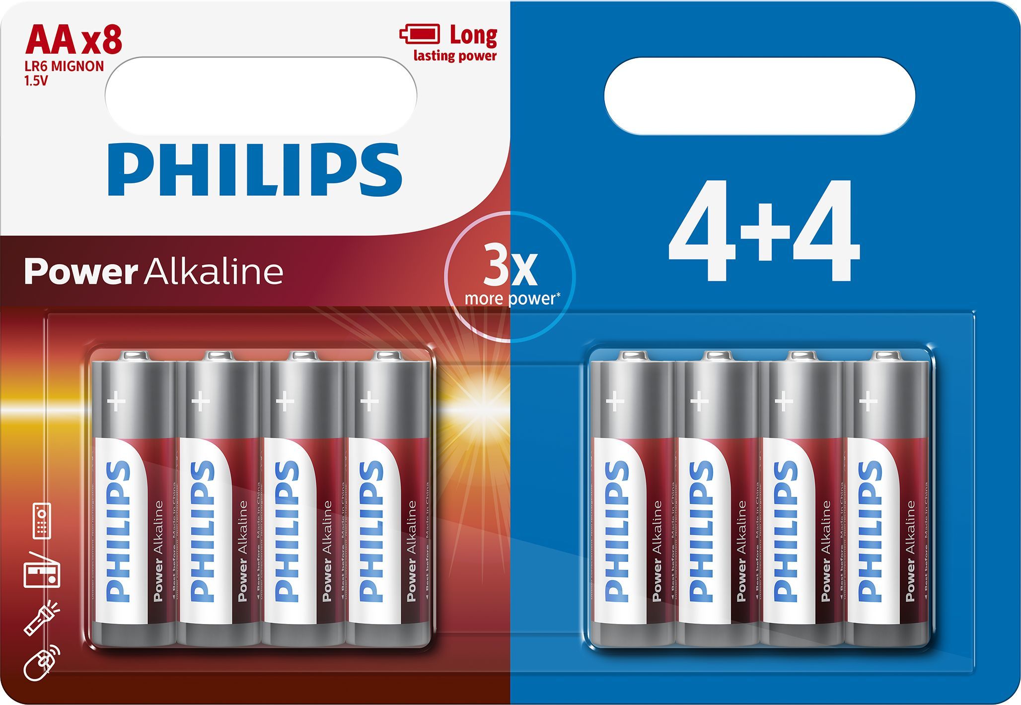 Philips Power Alkaline Aa Batterie 4+4-Pack