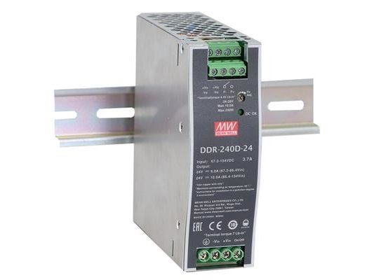 Mean Well Ddr-240D-24 Hatskinne-Dc/Dc-Omformer (Din-Rail) 24 V/Dc 10 A 240 W Antal Udgange:1 X Indhold 1 Stk