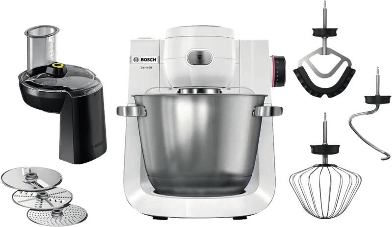 Bosch Serie 6 Küchenmaschine 1600 W Weiß, Edelstahl gebürstet MUMS6EW13D - Image 6