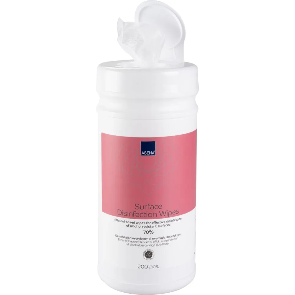 Overfladedesinfektion servietter, ABENA, 20x20 cm, 70% ethanol, dispenserbox med 200 servietter