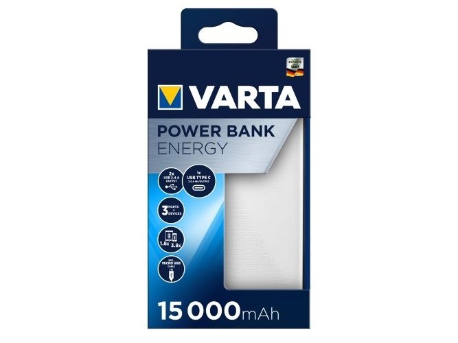 Varta Energy 15000, 15000 Mah, Lithium-Polymer (Lipo), 3,7 V, Sort, Hvid