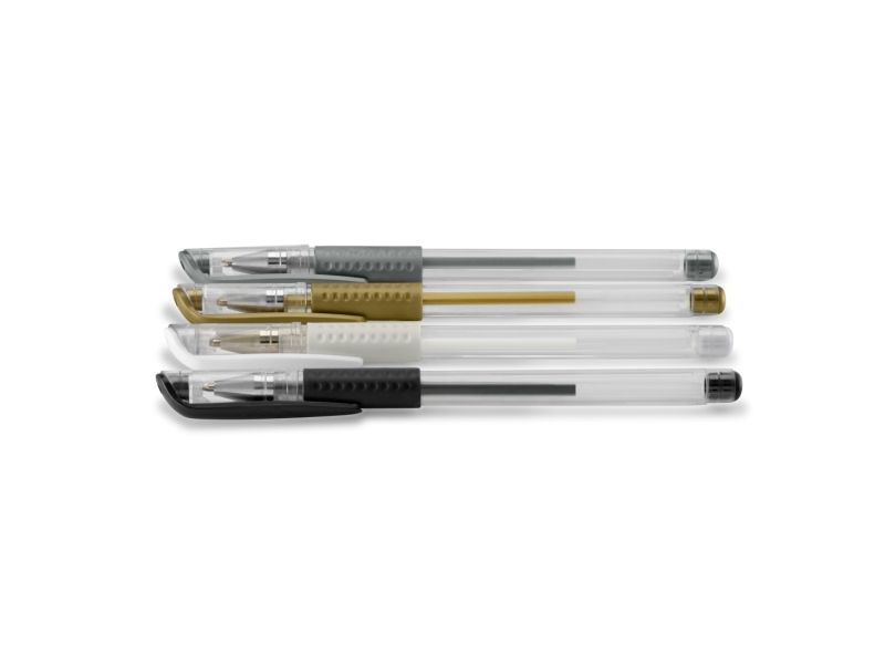Hama Classic, Verschlossener Gelschreiber, Schwarz, Gold, Silber, Weiß, Schwarz, Gold, Silber, Transparent, Weiß, Kunststoff, 0,8 Mm, Beidhändig
