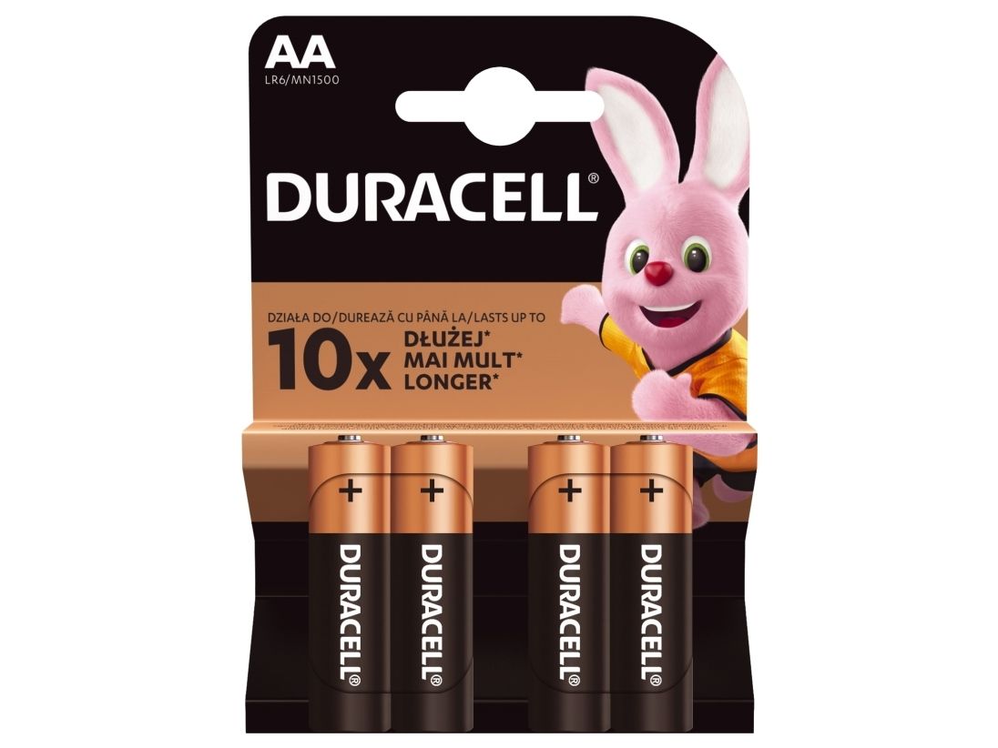 Duracell Aa Lr6, Engangsbatteri, Aa, Alkaline, 1,5 V, 4 Stk, Blister