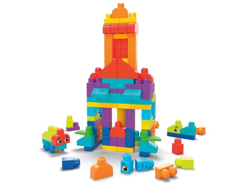 MEGA BLOKS Kæmpe byggetaske, byggesæt med 150 store byggeklodser, Byggesten, 1 År, Plast, 150 stk, 2,14 kg