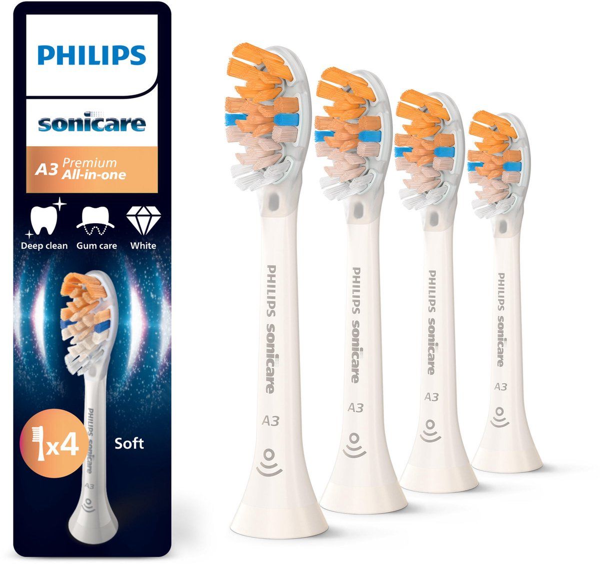 Philips Tandbørstehoveder Sonicare A3 Premium All-inOne HX9094 - replacement brushhead - white
