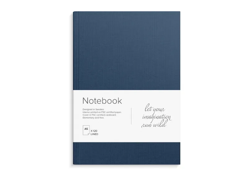 Burde Notebook, blått textiltryck, linjerat, A5 | Papper & Emballage - Kalendrar & Anteckningsböcker - Anteckningsböcker | GameStuff