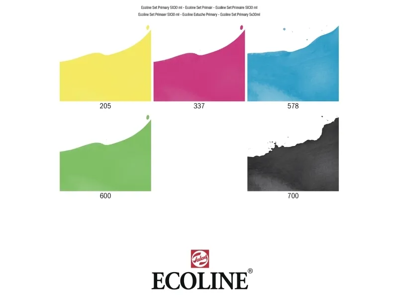 Ecoline Liquid watercolour set Primary 5 x | Skola & Hobby - Konstmaterial - Bläck | GameStuff