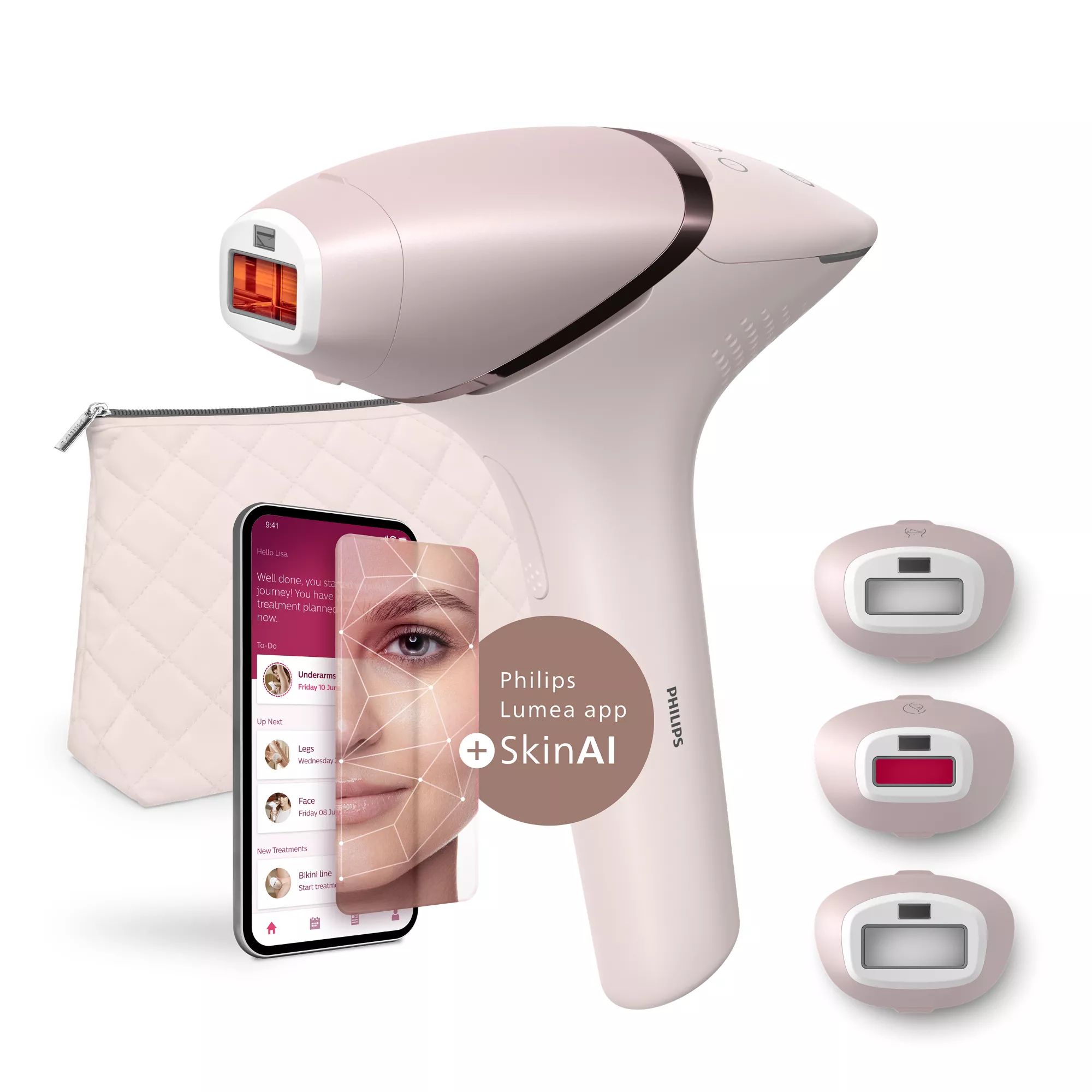 Philips Lumea 9900 Series BRI953/02 IPL-Haarentfernungsgerät, pink, Roségold