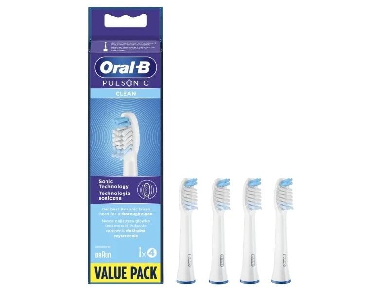 Oral-B Pulsonic Clean - Ekstra tannbørstehode - for tannbørste - hvit (pakke med 4) - for Pulsonic 9565, 9585, 9595