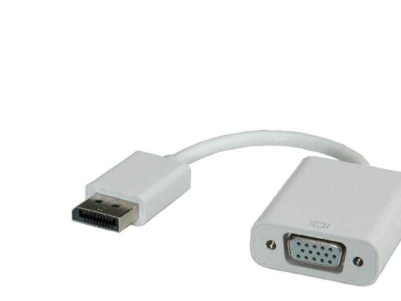 Roline Displayport-Vga Adapter, Dp St - Vga Bu, Vga (D-Sub), Displayport, Männlich, Weiblich, Weiß, 150 Mm