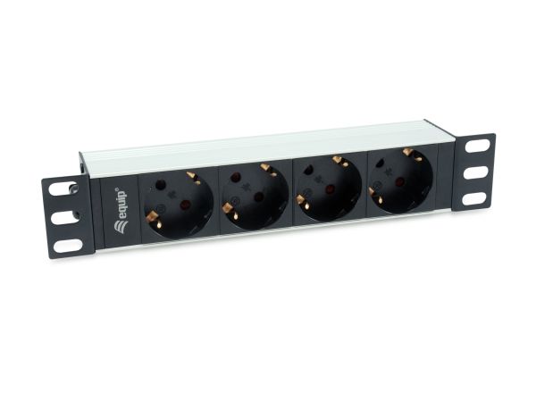 Equip 333311, Basis, 1U, Vandret, Aluminium, Sort, Sølv, 4 AC stikkontakt(er)