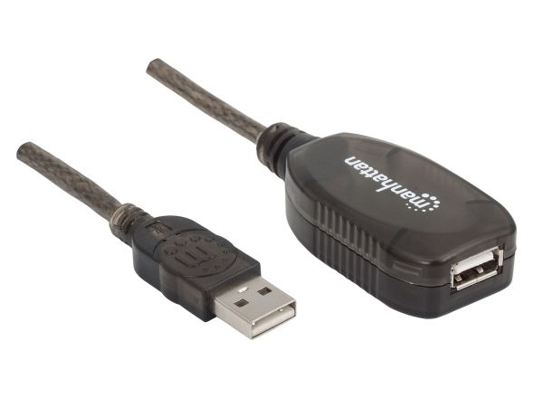 Manhattan 150958, 20 M, Usb A, Usb A, Usb 2.0, 0,48 Gbit/Sek., Sort