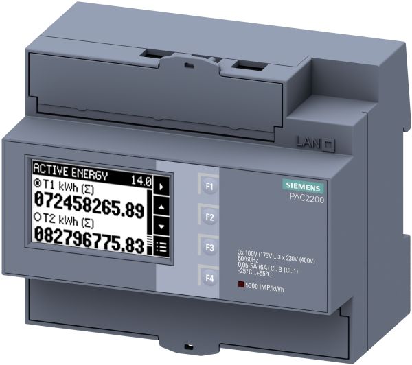 Sentron måle enhed 7km pac2200 lcd l-l: 400 v l-n: 230 v 5 a standard skinne instrument. 3-faset m-bus