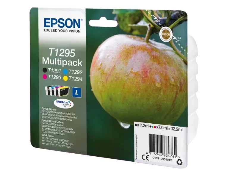 Epson T1295 Multipack - 4 pakker - sort, gul, cyan, magenta - original - blister - blækpatron - for Stylus SX230, SX235, SX430, SX438  WorkForce WF-3010, 3520, 3530, 3540, 7015, 7515, 7525