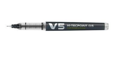Rollerpenne, PILOT V5 Hi-Tecpoint, genopfyldelig, 0,5 mm, sort, pakke a 10 stk