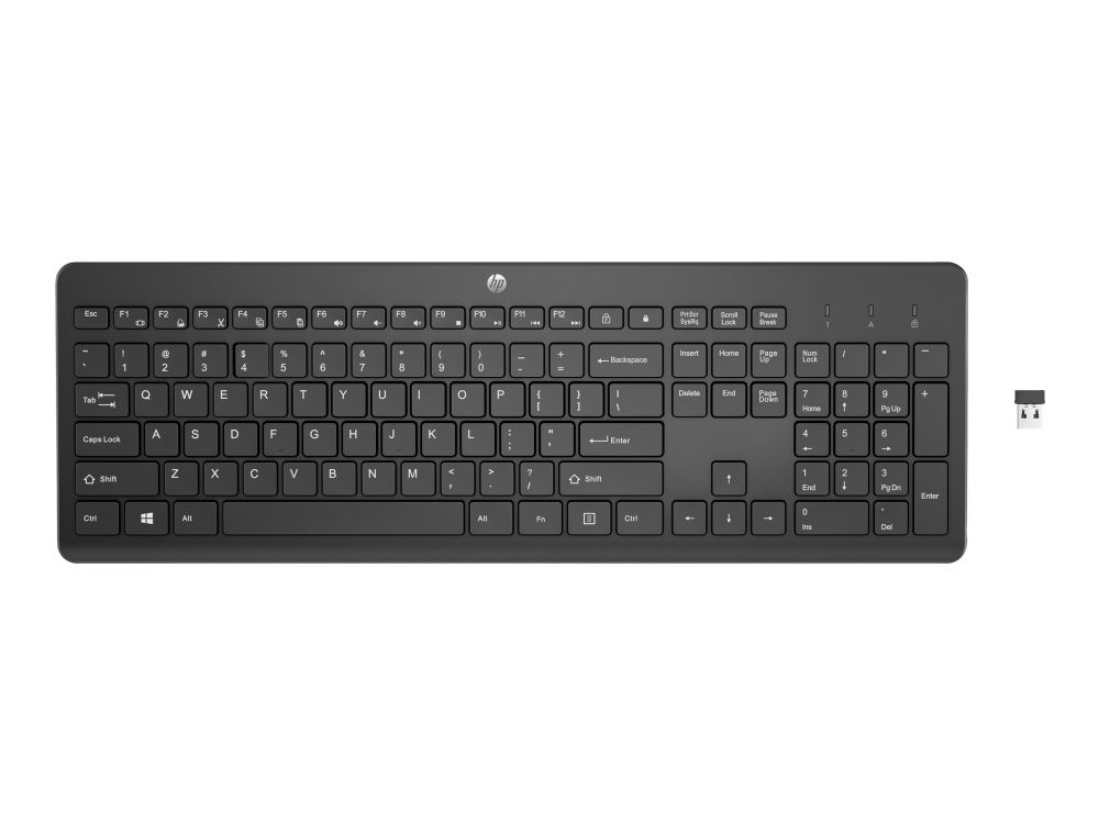HP 230 - Tastatur - trådløs - 2.4 GHz - fransk - sort - for OMEN by HP Laptop 16  Victus by HP Laptop 16  Laptop 14, 15, 17  Pavilion Plus Laptop 14