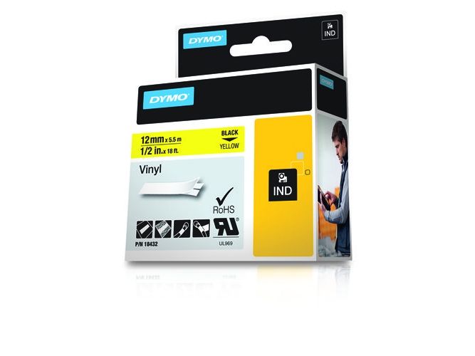 Dymo Rhinopro - Vinyl - Permanenter Klebstoff - Gelb - Rolle (1,2 Cm X 5,5 M) 1 Kassette(N) Band - Für Dymo Ilp219, Rhino 4200, 6000, 6000 Hard Case