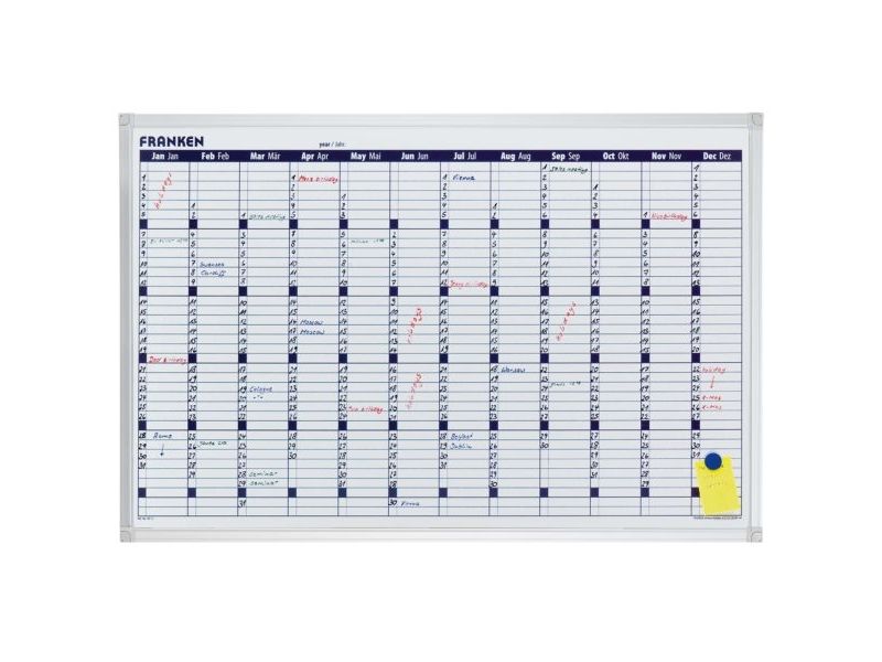 Franken Vo-12 Jahresplantafel Weiß Magnet 90 Cm X 60 Cm