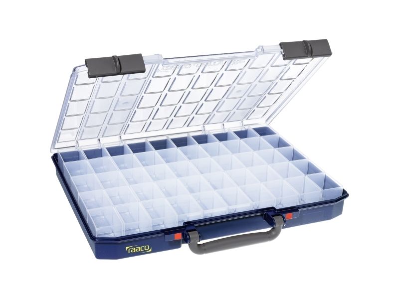 raaco CarryLite 55, Verktygsl&aring;da, Polykarbonat, Polypropylen, Bl&aring;, Transparent, 10 kg, G&aring;ngj&auml;rn, 413 mm