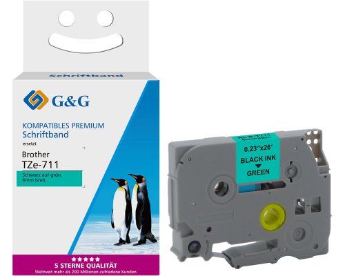 G&G 18675, Schwarz Auf Grün, Etikettenrolle, Tze, Grau, Brother, Brother Ptouch 1000 Brother Ptouch 1010 Brother Ptouch 1280 Brother Ptouch 1750 Brot