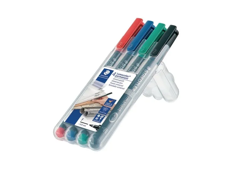 Universalpen STAEDTLER Lumocolor® 318-WP4 permanent 0.6mm fine - med 4 stk. ass. farver | Skrivredskap - Märkpennor - Permanent Marker | GameStuff