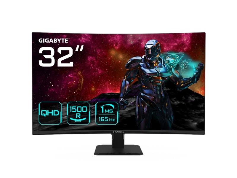Gigabyte Gs32qc 31.5" Qhd Curved Gaming Monitor - 2560 X 1440, 165Hz, 1Ms, 300 Cd/M², Freesync Premium, Hdr-Fähig, Hdmi 2.0, Displayport 1.4, 80 Cm (