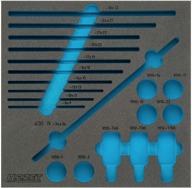 Hazet 163-211L, Schubladeneinheit, Blau, Grau, Schaum, Deutschland, 342 Mm, 344 Mm