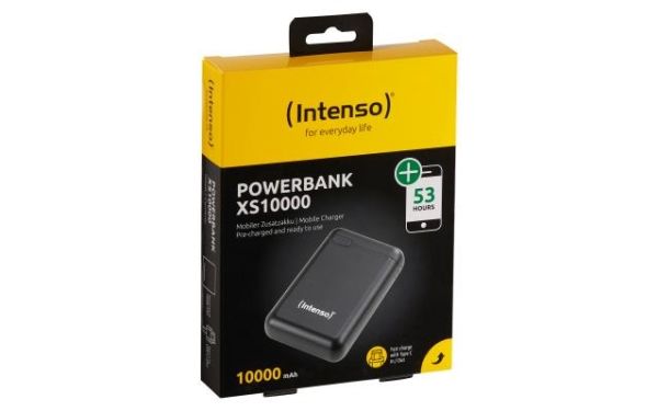 Intenso Xs10000 - Powerbank - 10000 Mah - 3.1 A - 2 Output-Stikforbindelser (Usb, 24 Pin Usb-C) - Sort