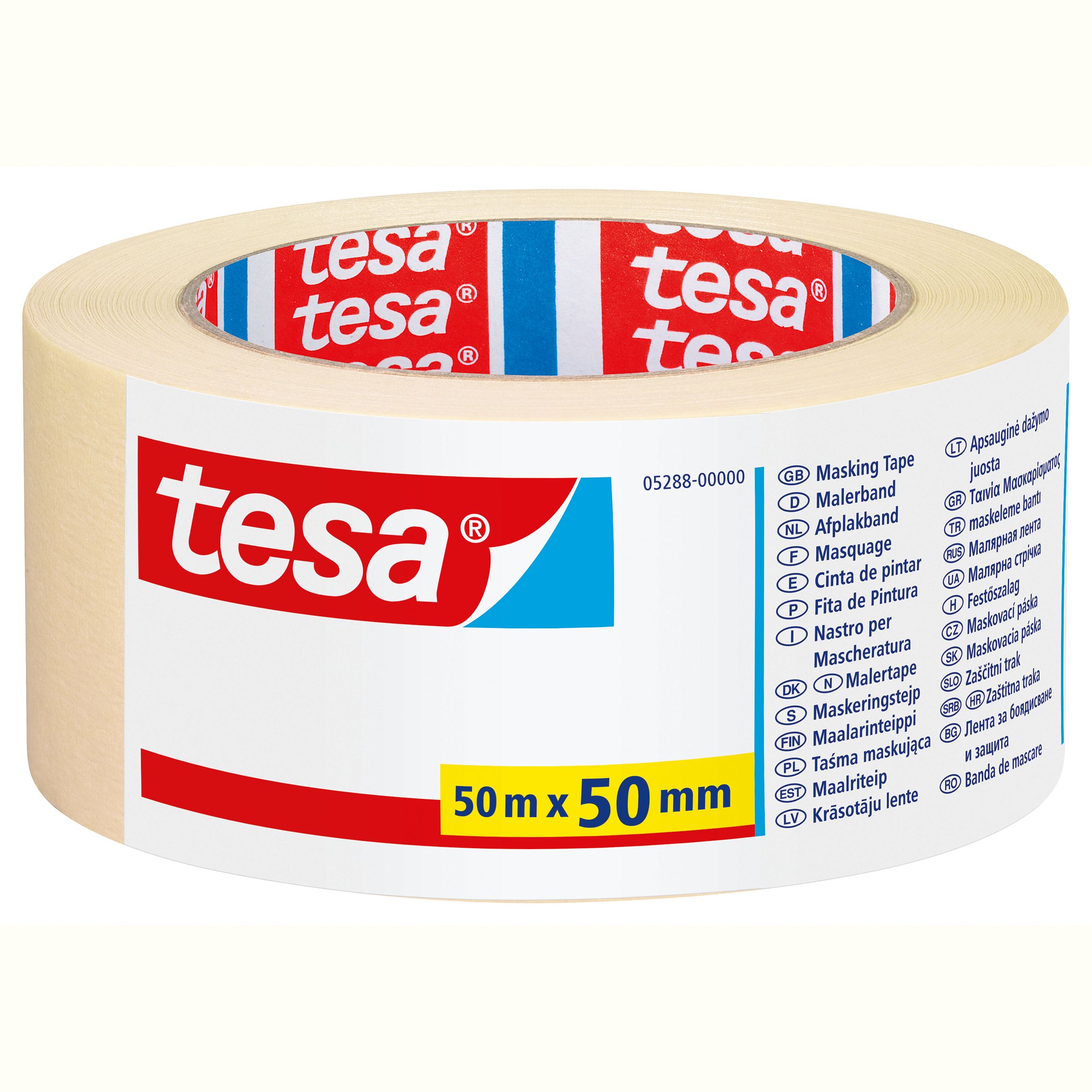 Tesa 05288, Maler-Abdeckband, Papier, Beige, 4 Tag(E), 50 M, 50 Mm