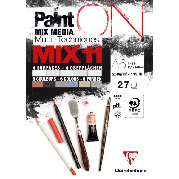 Paint On Blok Mix 11 ( Alle 11 Forskellige Paint On Papirer) 27 Ark I Alt - Str. A6 - 250Gram Papir