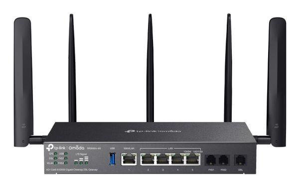 Tp-Link Omada Dr3650v-4G, Dual-Band (2,4 Ghz/5 Ghz), Ethernet/Lan, Adsl, Adsl2, Schwarz, Tabletop-Router