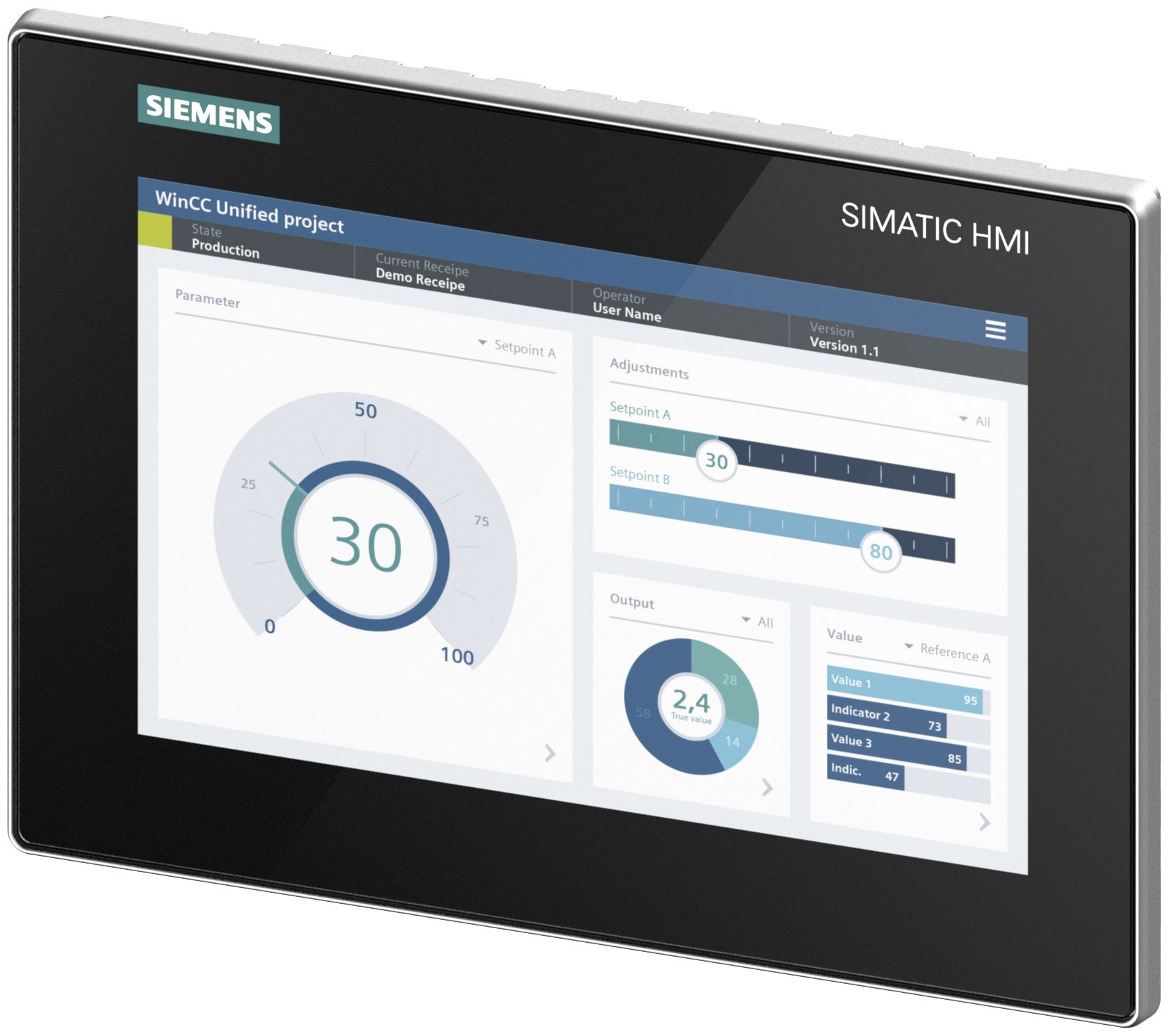 Siemens 6AV2128-3KB06-0AX1, 25,6 cm (10,1), 800 x 1280 pixel, LCD, TFT, 280 mm, 205 mm