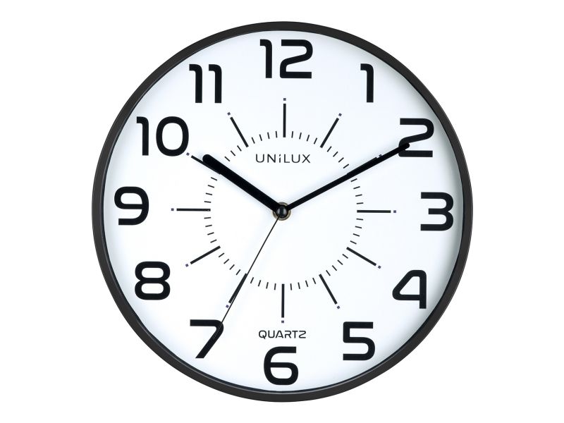 Unilux Pop, Wand, Quartz Clock, Rund, Schwarz, Acrylnitril-Butadien-Styrol (Abs), Kunststoff, Glas