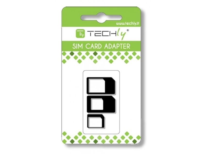 Techly I-SIM-3, SIM kortadapter, Micro-SIM, Nano-SIM, SIM i fuld størrelse, Micro-SIM, 3 stk, Sort, 9 g