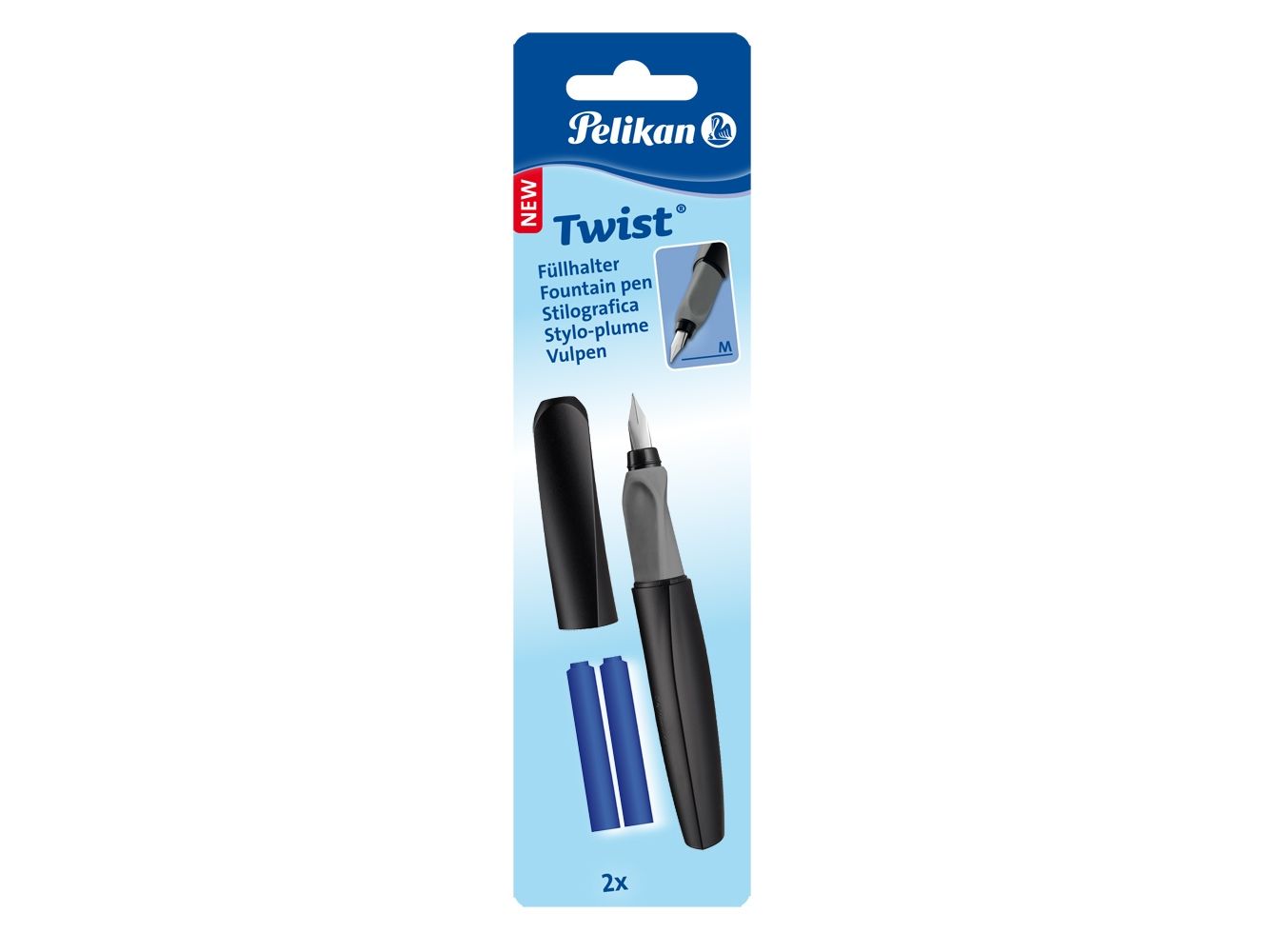 Pelikan Twist P457, Sort, Påfyldningssystem til patron, Mellem, 1 stk