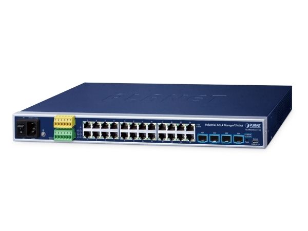 Planet Ip30 19 Rack Mountable Industrial L2/L4 24-Port 10/100/1000T + 4-Port 10G Sfp+ Managed Switch, Administreret, L2/L4, Gigabit Ethernet (10/100/