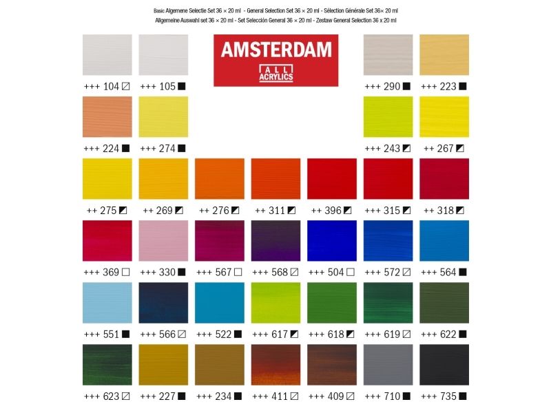 Amsterdam Standard Series Acrylic Paint General Selection Set | 36 X