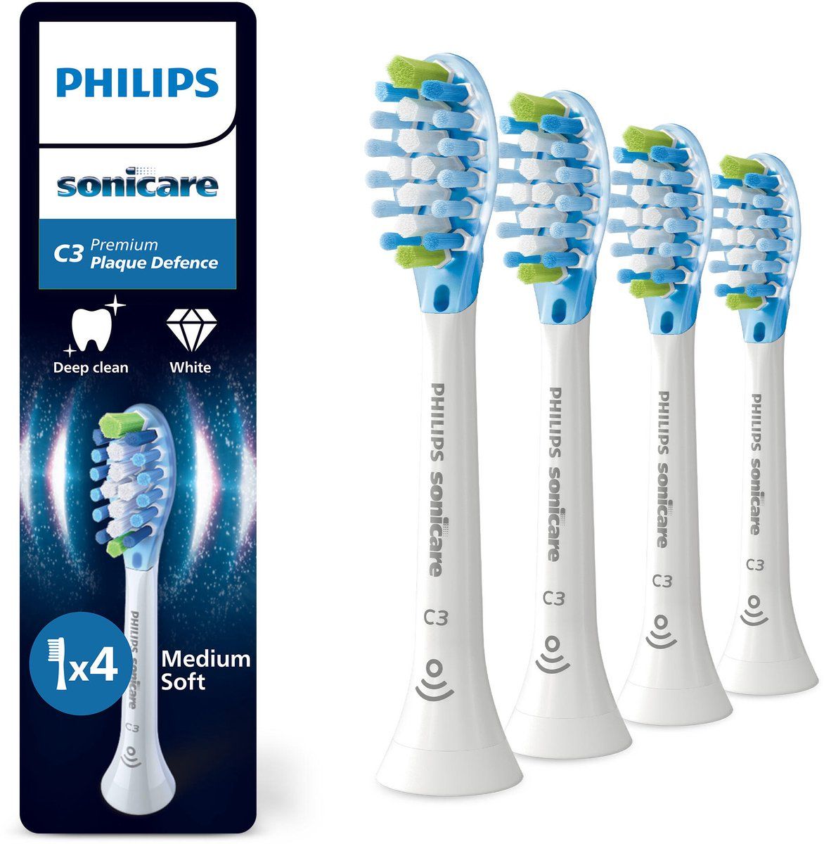 Philips Tandbørstehoveder Sonicare C3 Premium Plaque Defence HX9044 - replacement brushhead - white