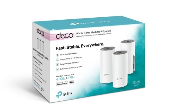TP-Link Deco E4 - Wi-Fi-system - (3 routere) - mesh - Wi-Fi 5 - Dual Band (pakke med 3)