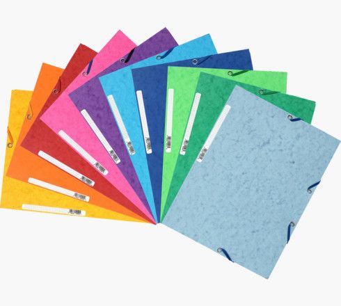 Elastikmappe, Exacompta, 3-klap, A4, ass. farver, pakke a 10 stk